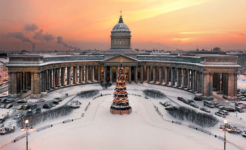 La cathédrale de Kazan en hiver
