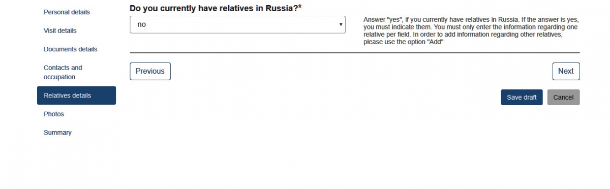 Remplir le formulaire de demande du visa électronique en Russie en ligne 