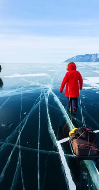 Traversée sur la glace du Baikal